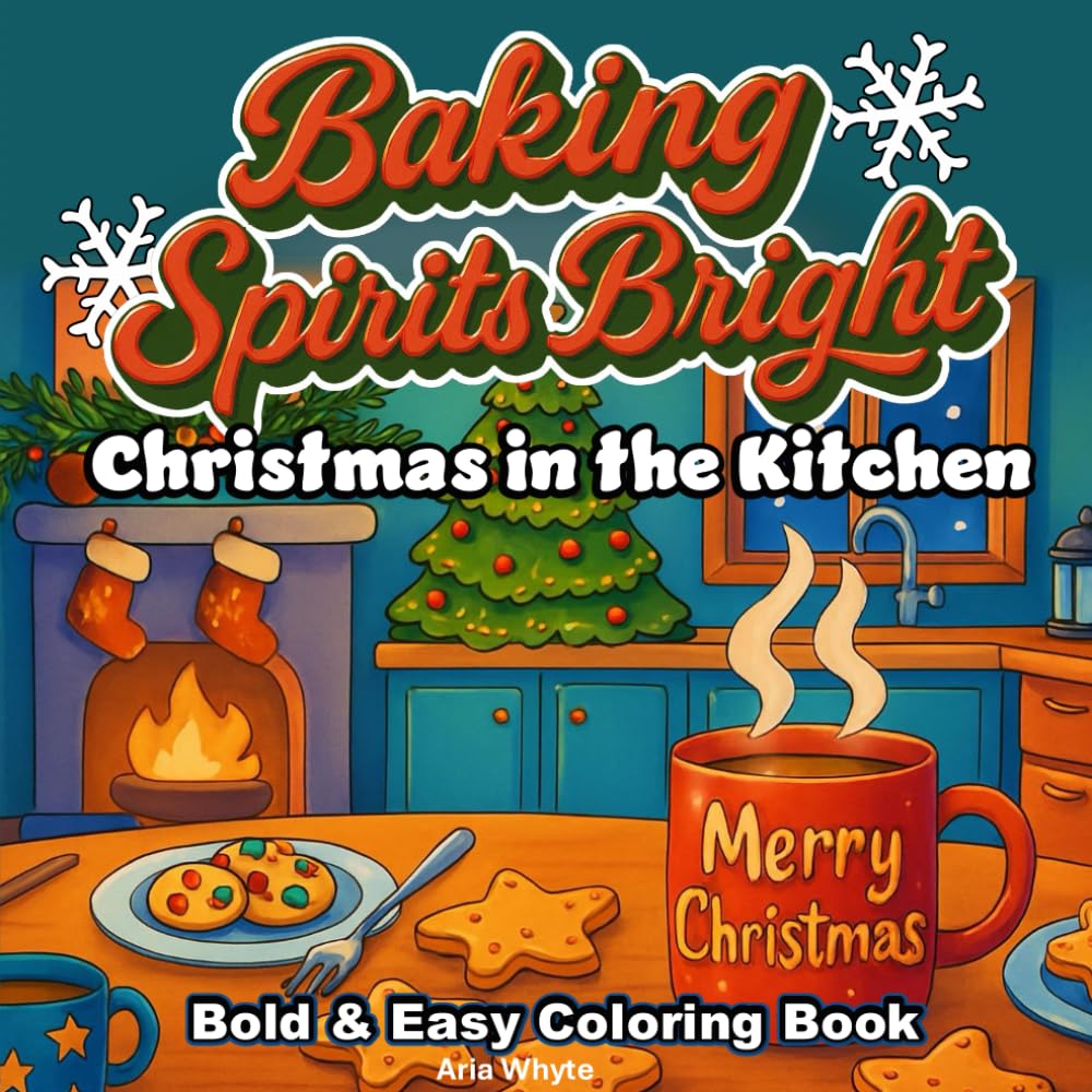 Baking Spirits Bright: Christmas in the Kitchen -- Holiday Coloring for Kids, Adults & Seniors (Bold & Easy Coloring Books)