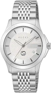 [GUCCI(グッチ)] 腕時計 OUTLET G-TIMELESS Gタイムレス 黒無地BOX付属 GUCCI純正BOX無し 正規保証 ホワイト ステンレススチール サファイヤガラス クォーツ Quartz 38MM 日常生活防水 スイス Watch YA1264174 メンズ シルバー [並行輸入品]