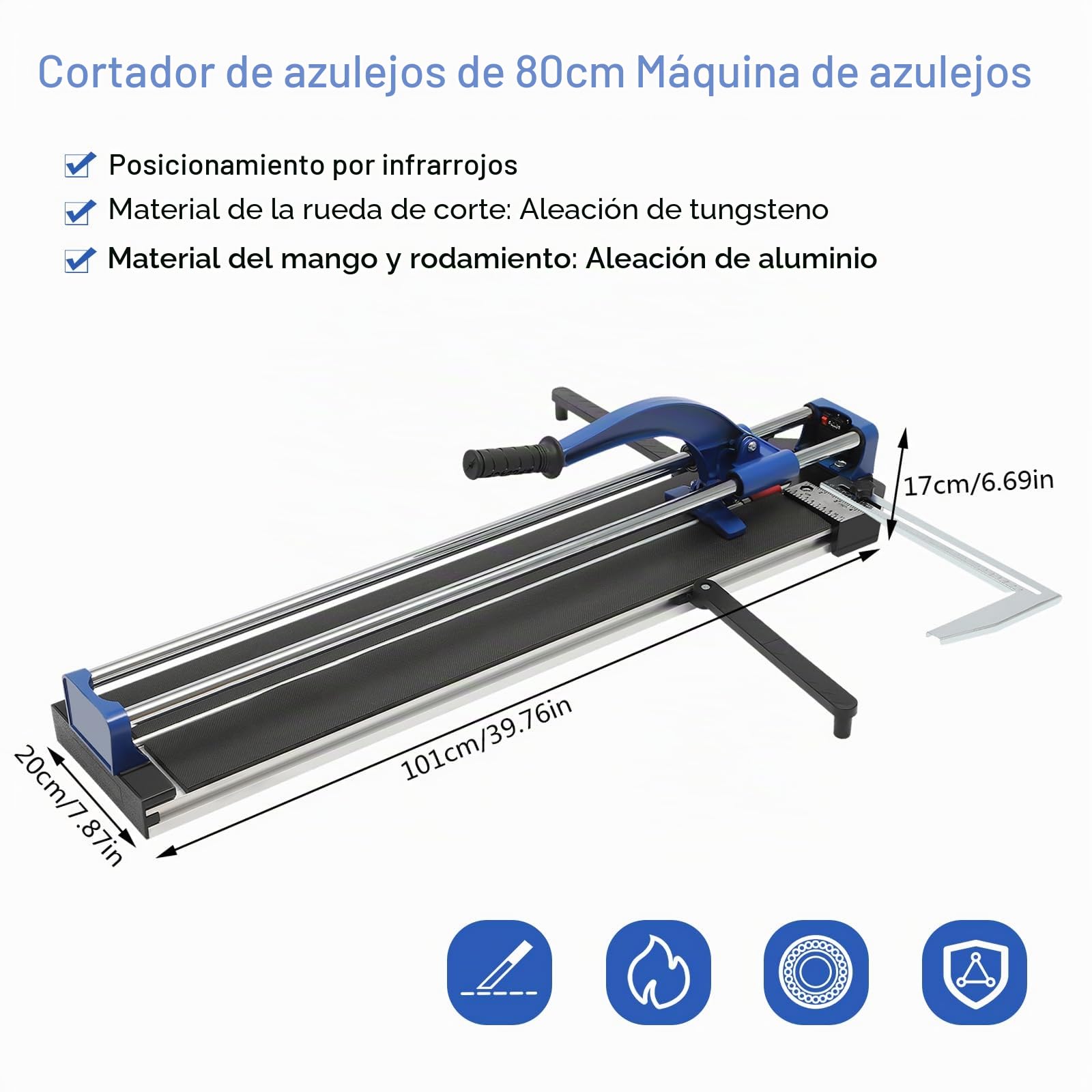 Máquina De Corte De Azulejos Doble Pista Corte De Preciion Máquina De Corte De Azulejos De Ceramica Para Porcelana, Ceramica, Azulejos De Suelo (Azul)