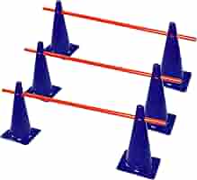 Juego De 12 Conos Y 6 Barras RHINOS Sports - Conos Azules 38 Cm - Barras Rojas 1 M - Para Entrenamiento