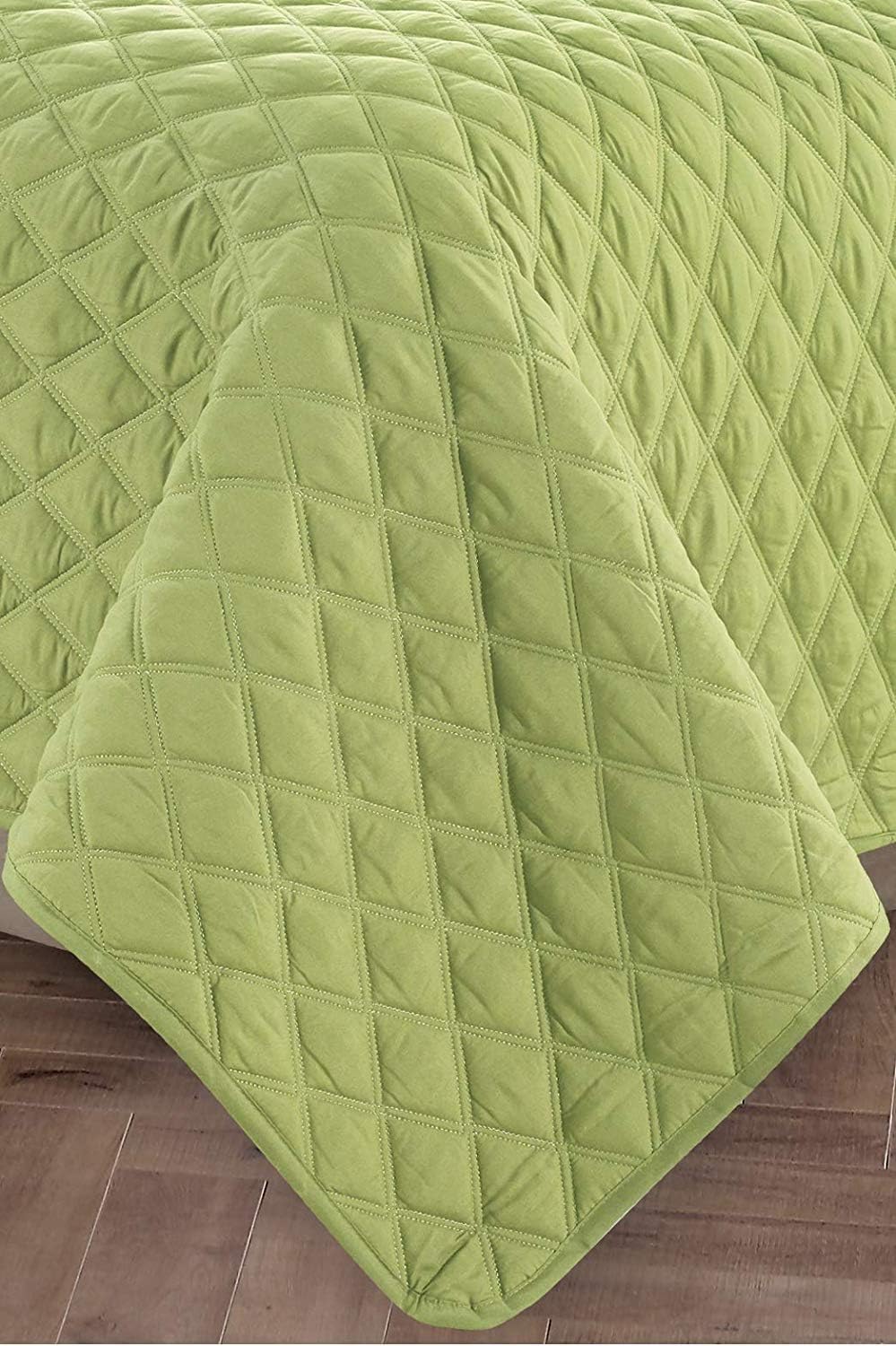 Celine Linen Luxury 3-Piece Bedspread Coverlet Diamond Design Quilted Set with Shams - All Season Heavy Weight- - Wrinkle & Fade Resistant- King/California King, Sage/Cream