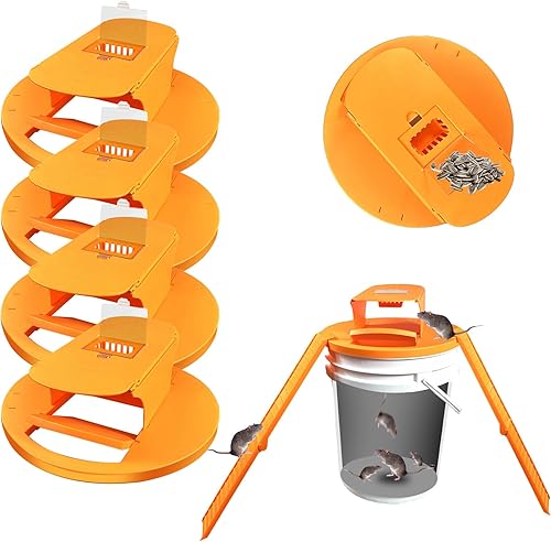 Miniatura 8 de Trampas para ratones de interior para el hogar GISUNG - Paquete de 4 tapas de cubo para trampa para ratones con caja transparente mejorada, reinicio