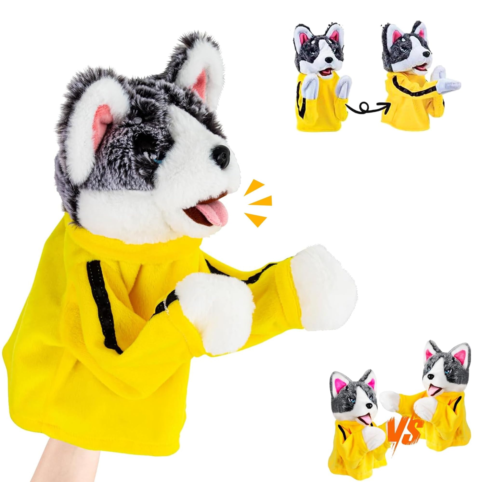 Kidology Boxing Husky Plush Toy | Kung Fu Dog Interactive Punching Puppet with Sound Effects, Soft Stuffed Hand Puppet for Kids | Boxing Action Toy for Children, Gift for Boys & Girls-image-33