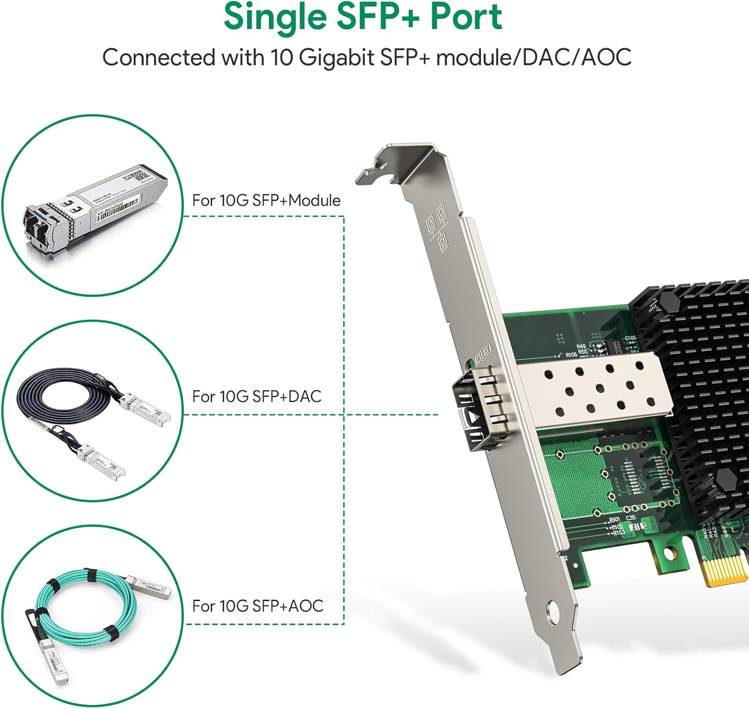 EDUP 10Gb PCI-E Network Card NIC with Intel 82599EN Chip, Single SFP+ Port, PCI Express X8, Compare to Intel X520-DA1(Intel E10G41BTDA), Ethernet LAN Adapter Support Windows Server/Linux/VMware