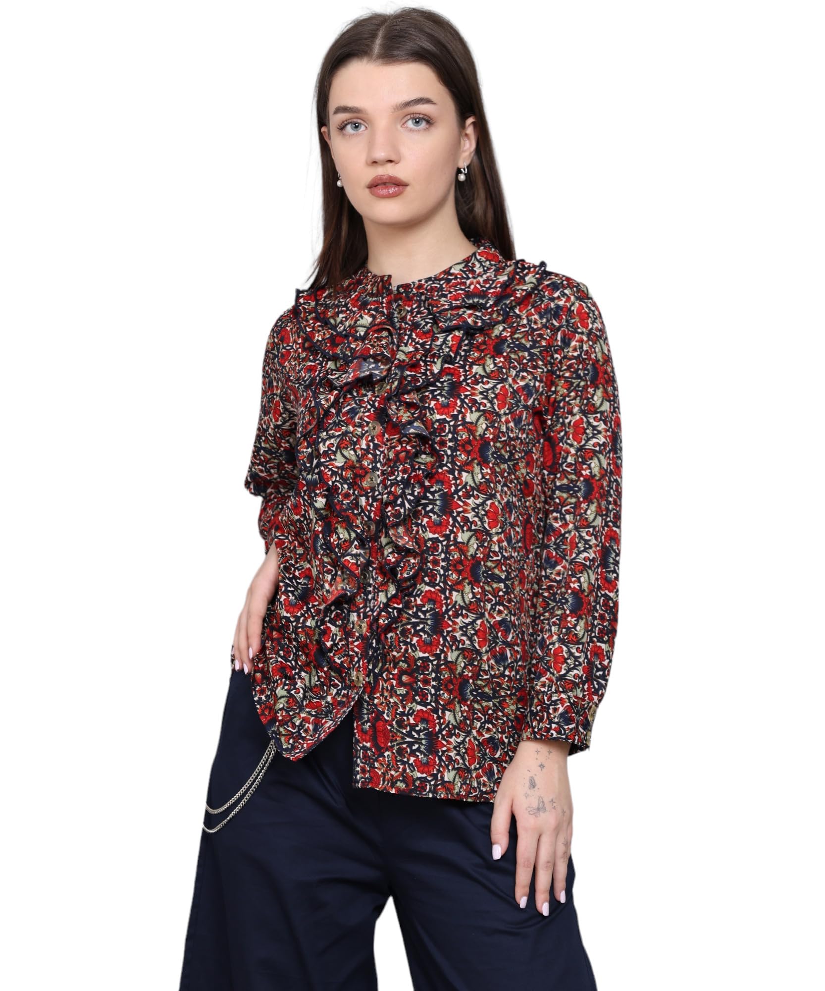 baawri Women's Formal Western Top | Stylish Office Wear Top | Elegant Semi-Casual Top for Daily Use, Meetings & Interviews-picture-50