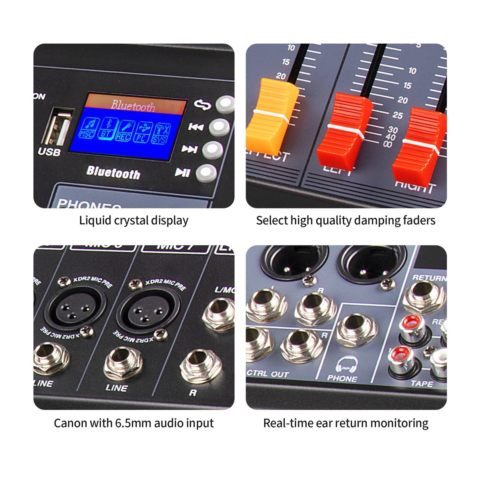 Mixer Audio Professionale Con Console DJ USB Bluetooth For Karaoke, Studio, Feste, Bar DJ
