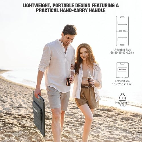 Miniatura 8 de Panel solar portátil de 120 W para generador de central eléctrica, ultraligero 5.7 libras, 25% de alta eficiencia IP65 impermeable, cargador de