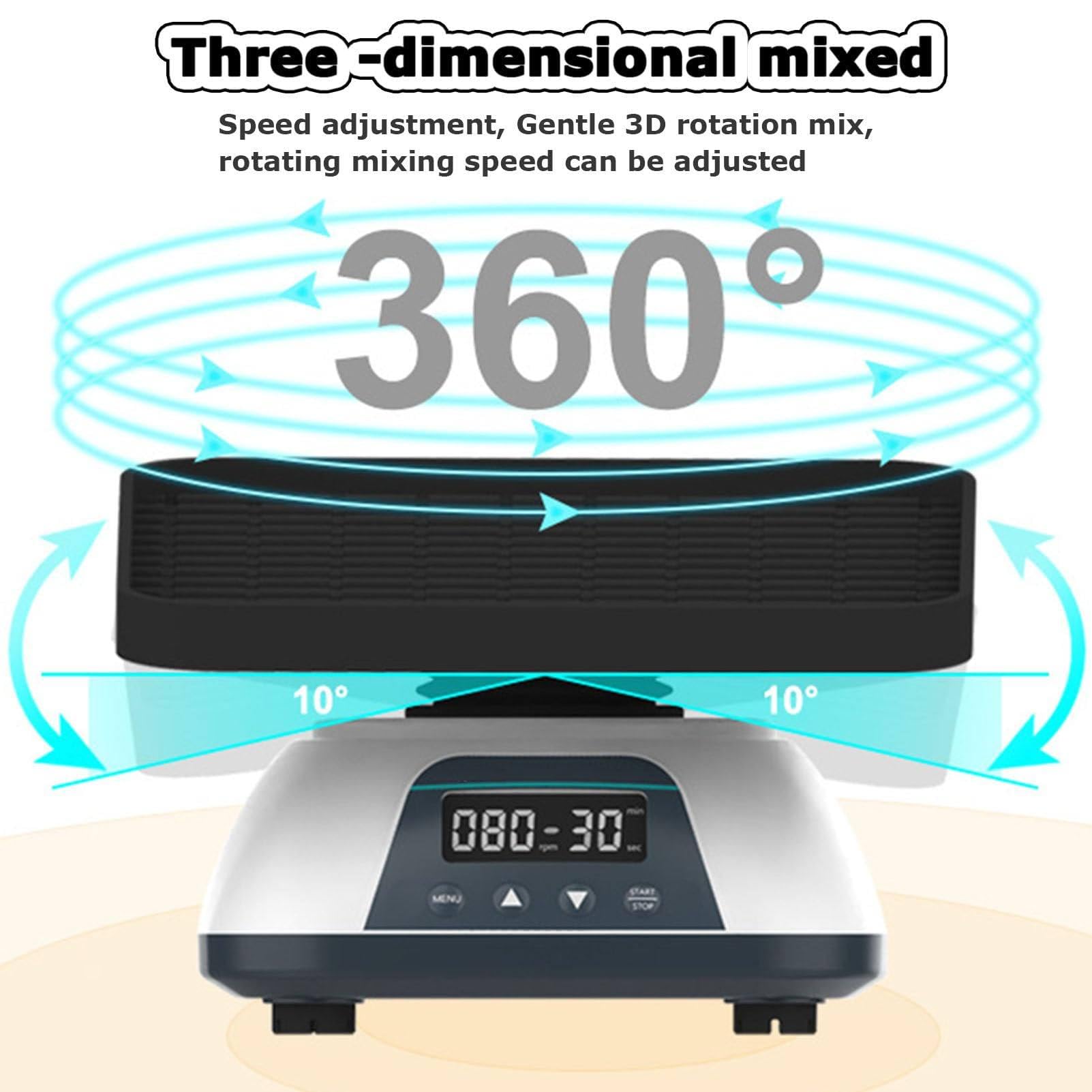 Agitador De Laboratorio, Mezclador Giratorio De 360°, Velocidad Ajustable De 10 A 80 RPM, áNgulo De InclinacióN De 10°, Pantalla LCD, para Placas De Petri, Vasos De Precipitados, Matraces