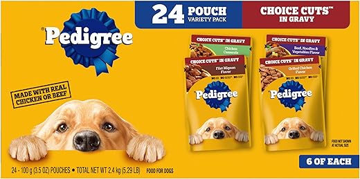 PEDIGREE CHOICE CUTS IN GRAVY Adult Soft Wet Dog Food 24-Count Variety Pack, 3.5 oz Pouches