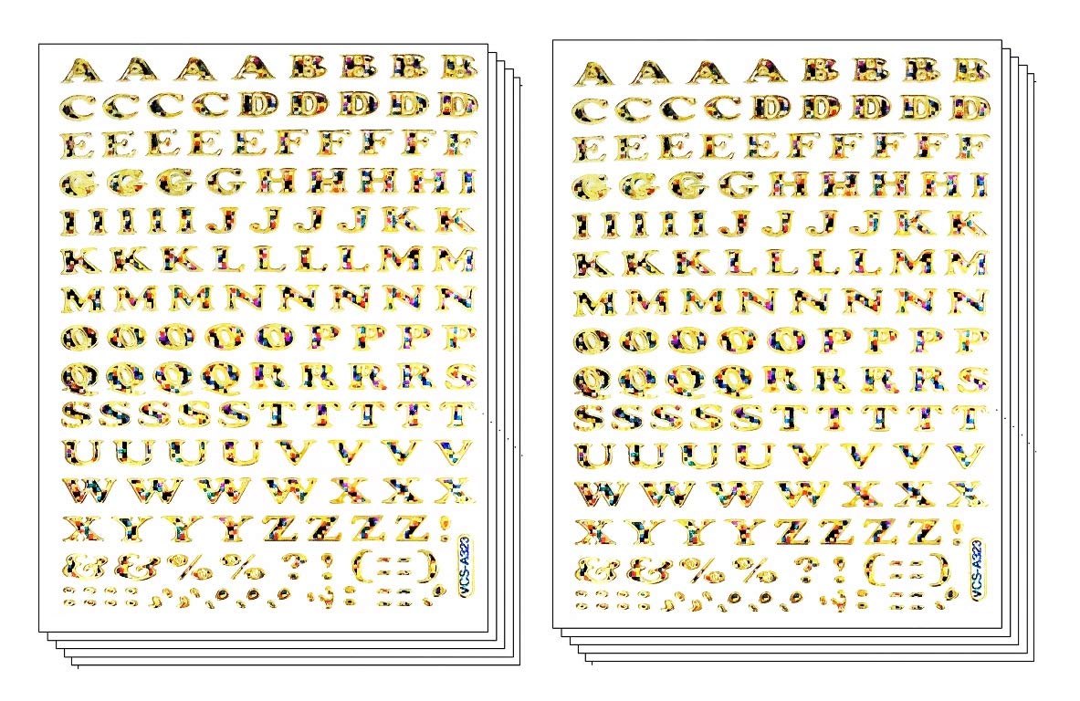 Umama Stickers 10 Sheets English Alphabet Cute Letter A-Z Label Vinyl Sticker Craft Scrapbooking Supplies School Teacher Reward Sticker Decor Gift for Kids Children