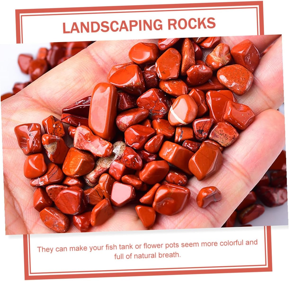 Red Jasper Aquarium Gravel 7-9mm Fish Tank Stones 2lb Bulk Decorative Landscaping Rocks for Aquascaping and Garden Terrarium Decor