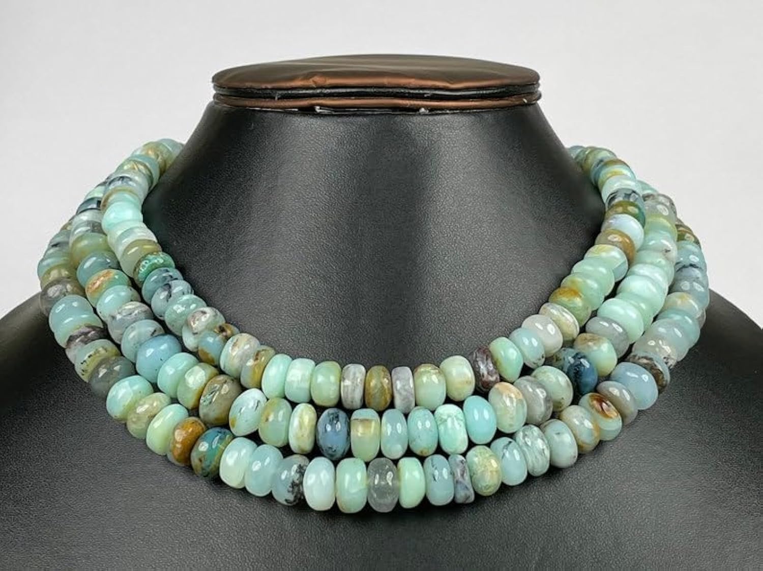 Perles en opale péruvienne naturelle lisses 6.5-7mm fabrication bijoux collier bracelet DIY