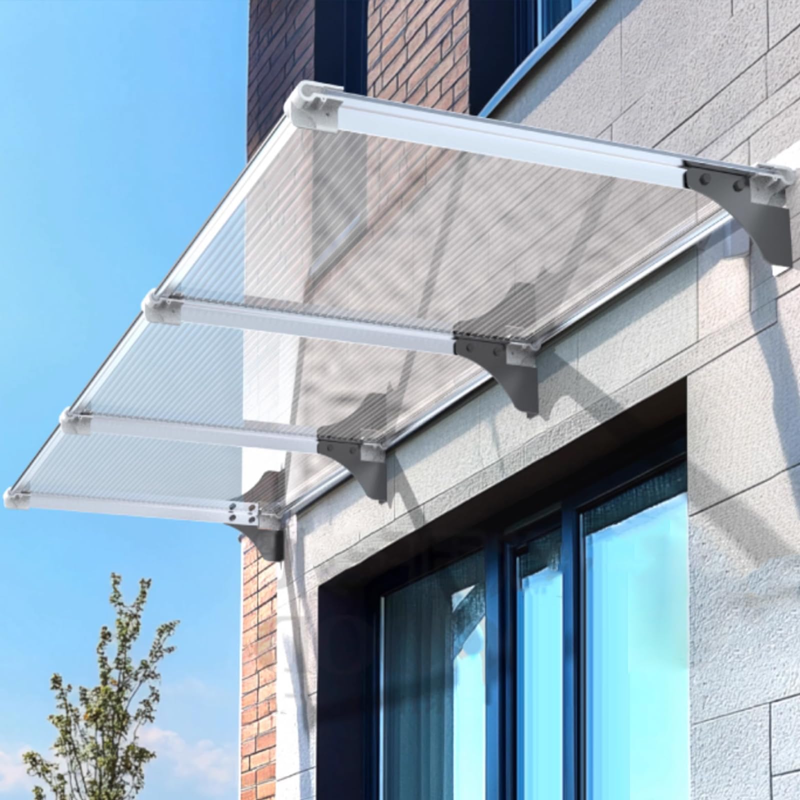 GJMSSMY Modern Door and Window Canopy, Outdoor Garden Protection Awning, Transparent Roof Cover, 5mm Thick Polycarbonate Rain and Snow Shield (65x80cm/26x31)