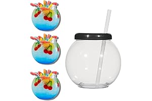 Clear Plastic Fish Bowl Cups With Lids and Straws – Fish Bowl Drink Cups