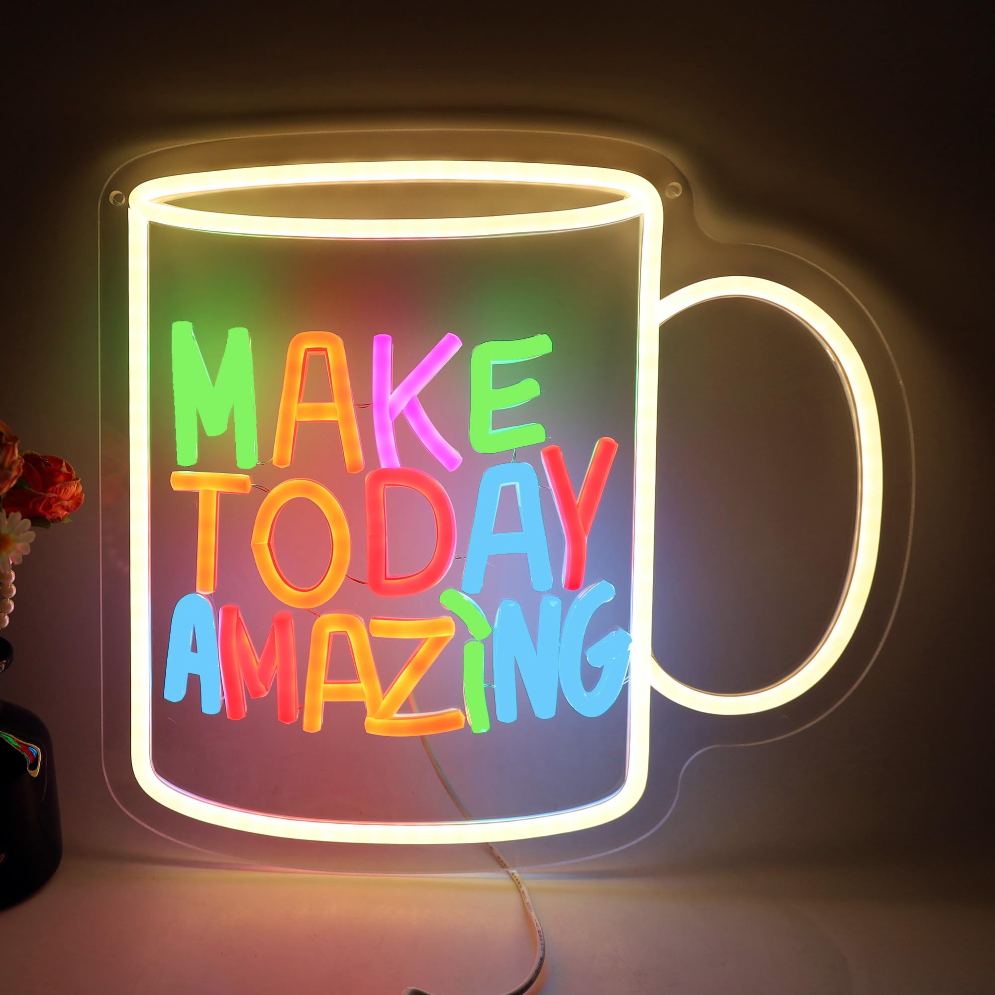 Make Today Amazing LED Neon Sign, Inspirational Wall Decor Dimmable USB Powered Neon Light for Bedroom, Living Room, Office, Bar Decor Holiday Birthday Gift