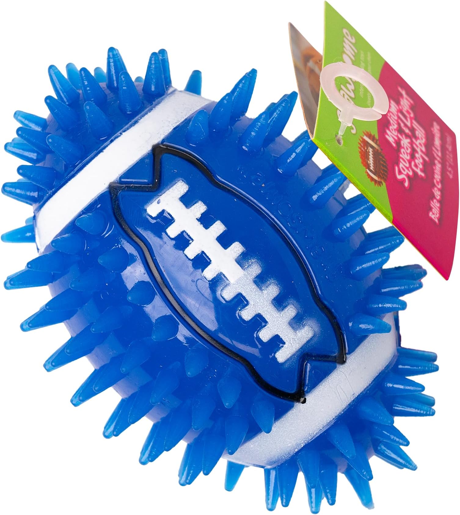 Pet Supplies Gnawsome 4.5" Spiky Squeak & Light Football for Dogs Durable, Rubber Bouncy