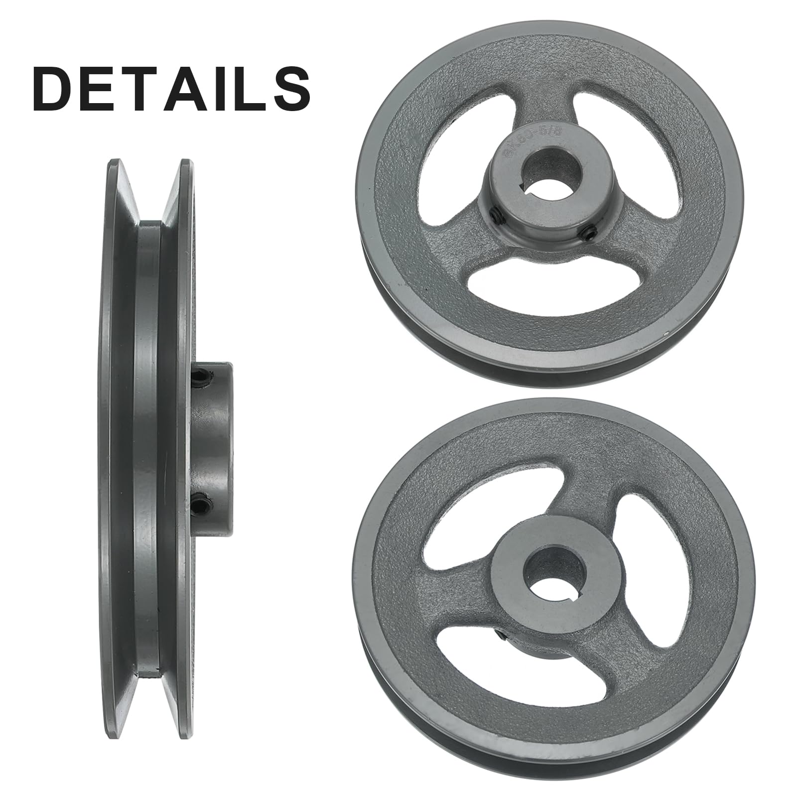 uxcell BK60-5/8 V-Belt Sheave 5/8"Bore 5.75"OD Single Groove Web Sheave Bored-to-Size Sheave, Cast Iron, Belt Section for 3L or B Belt — Amazon image 3