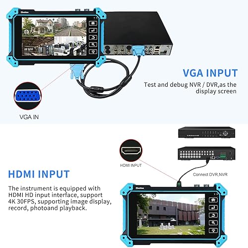 Miniatura 5 de Henkion Probador de CCTV, 4K 12MP IP Cámara Probador IPC Prueba 8MP TVI/CVI/AHD/SDI/CVBS Cámara coaxial 5.4 pulgadas IPS Pantalla táctil, Prueba de