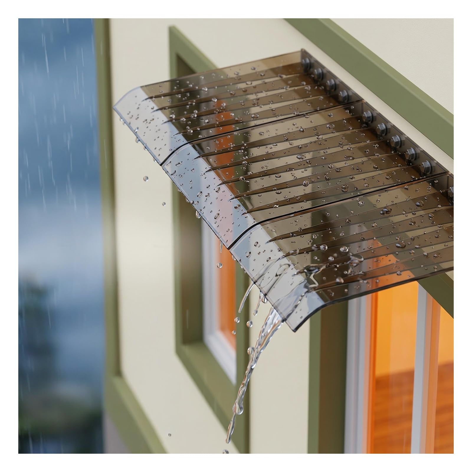 Window Awning Canopy for Front Door,All-Weather UV/Rain/Snow Protection Awnings,Polycarbonate Cover Thick 3.5 Mm,Front Back Porch Outdoor Shade Patio Roof Rain(W45*L50cm/W 17.7*L19.6in)