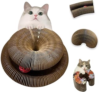 PARTY AT VICKYS Cat Scratching Pad, Cat Scratcher Board with Toy Ball, Foldable Organ Magic Scratching Post for Indoor Cats and Kitten, Eco Friendly, Prevents Furniture Damage