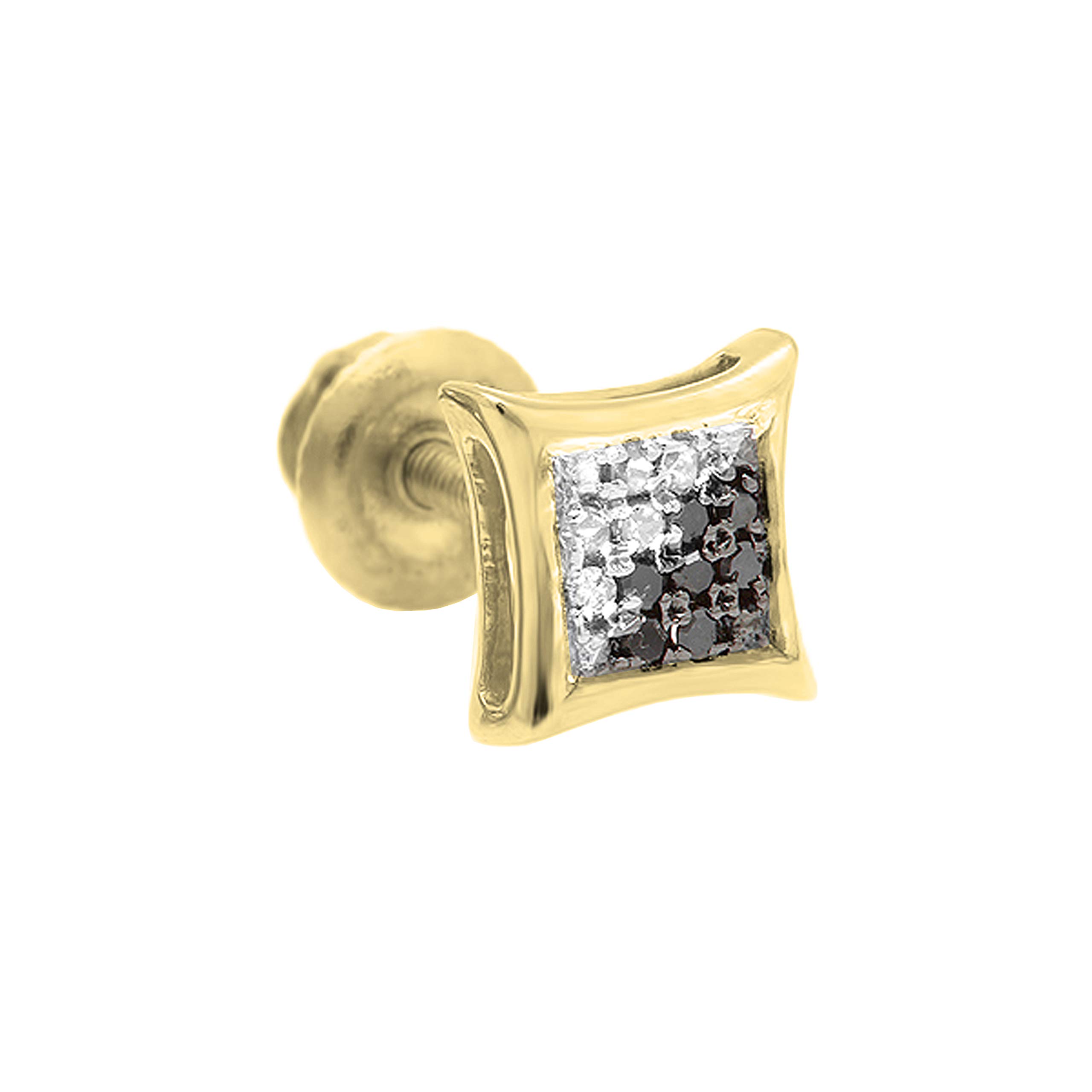 Dazzlingrock Collection 0.05 Carat (ctw) Round Black & White Diamond Micro Pave Setting Stud Earring (1Pc Only) for Women in 18K Yellow Gold Plated Sterling Silver in Screw Back