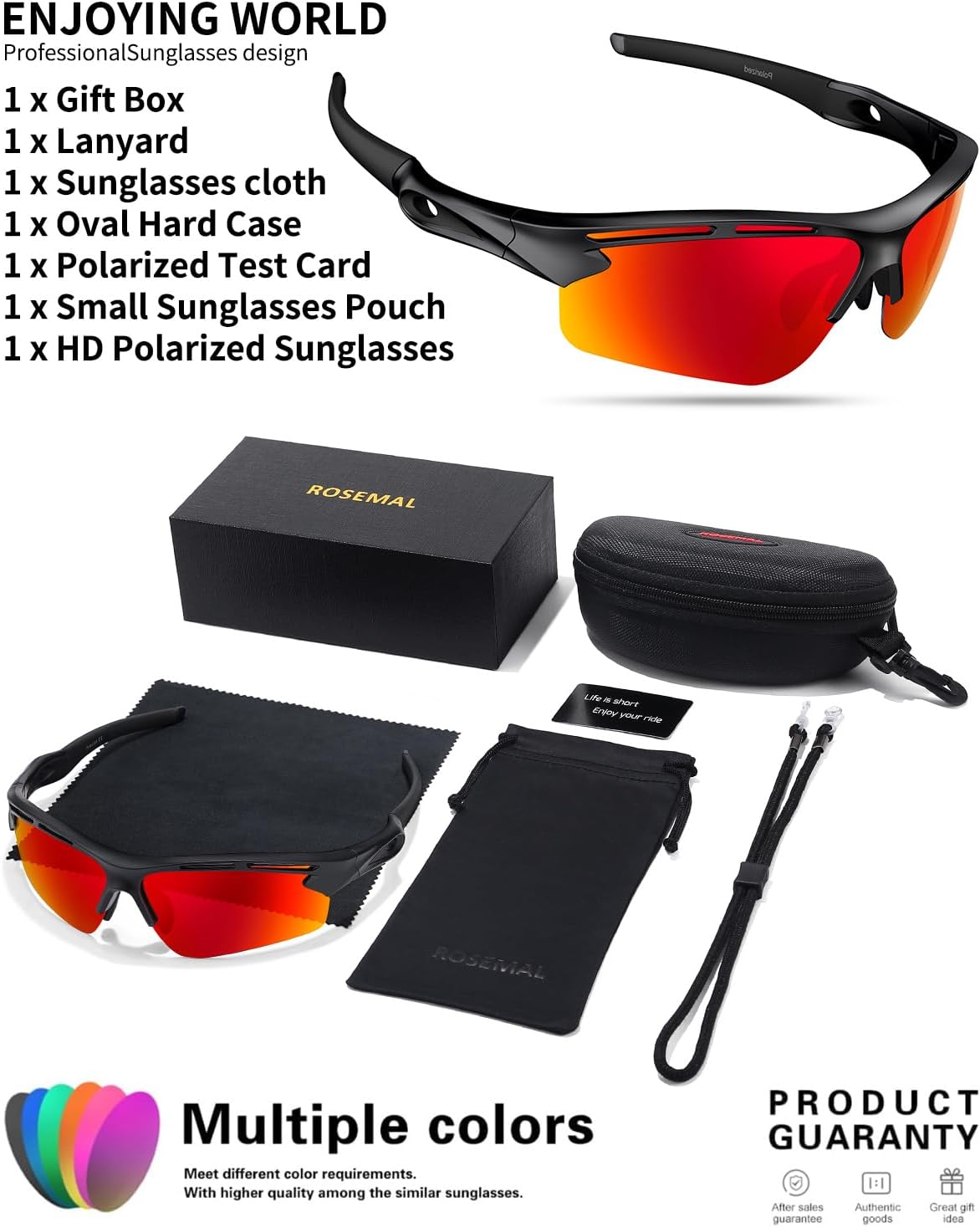 Polarized Sports Sunglasses for Men Women,UV400 Protection Sunglass for Running Cycling Fishing Hiking TR90 - Image 6