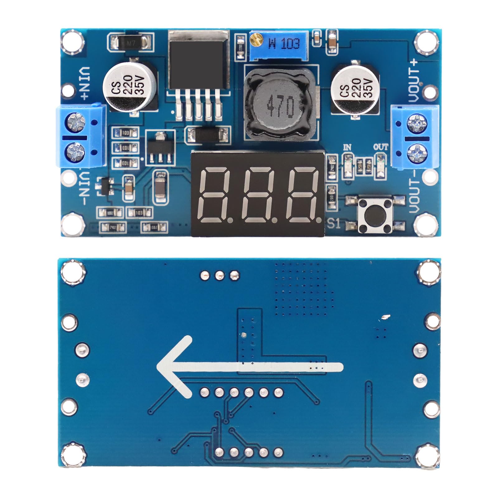 2PCS moduli convertitori step down, convertitore buck DC-DC da 4-40 V a 3,3-24 V con display digitale a 3 cifre, modulo step down di alimentazione