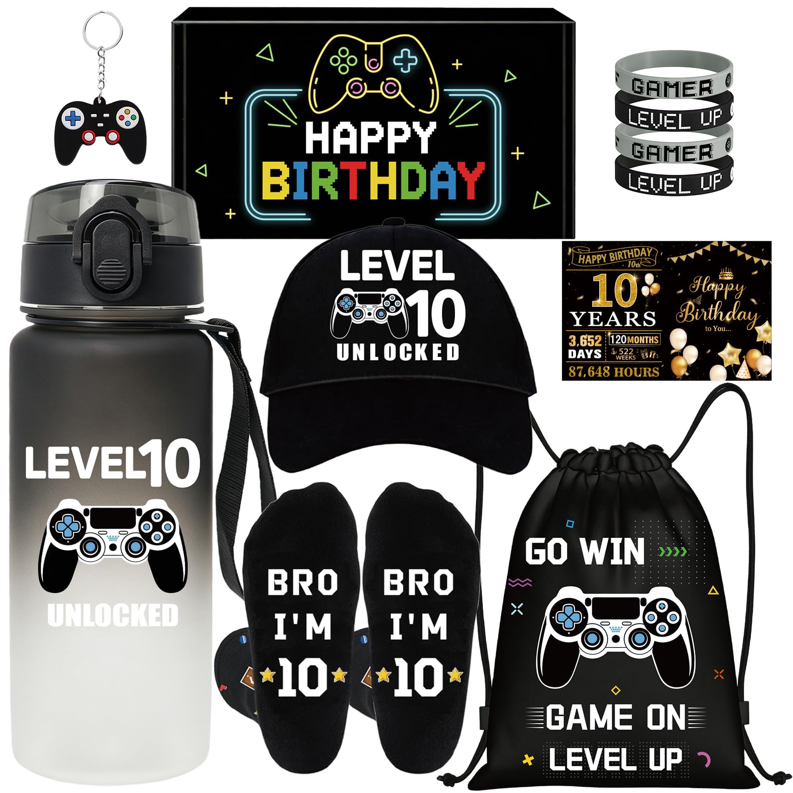 MOTONG 10 Year Old Boy Gifts 10th Birthday Gaming Gift Water Bottle Present