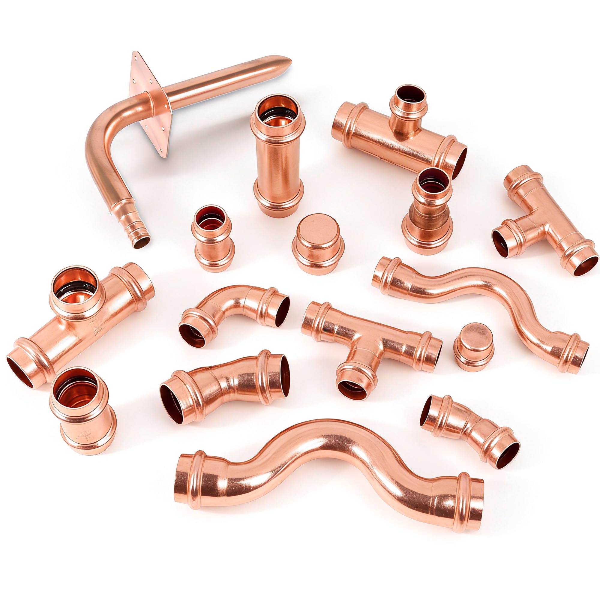 PxPxP - Prensa de cobre de 3/4 pulgadas en T – Accesorio de tubería de 3 vías, accesorios ProPress de 3/4 pulgadas compatibles, accesorios de fontanería de cobre sin plomo para agua potable – Paquete