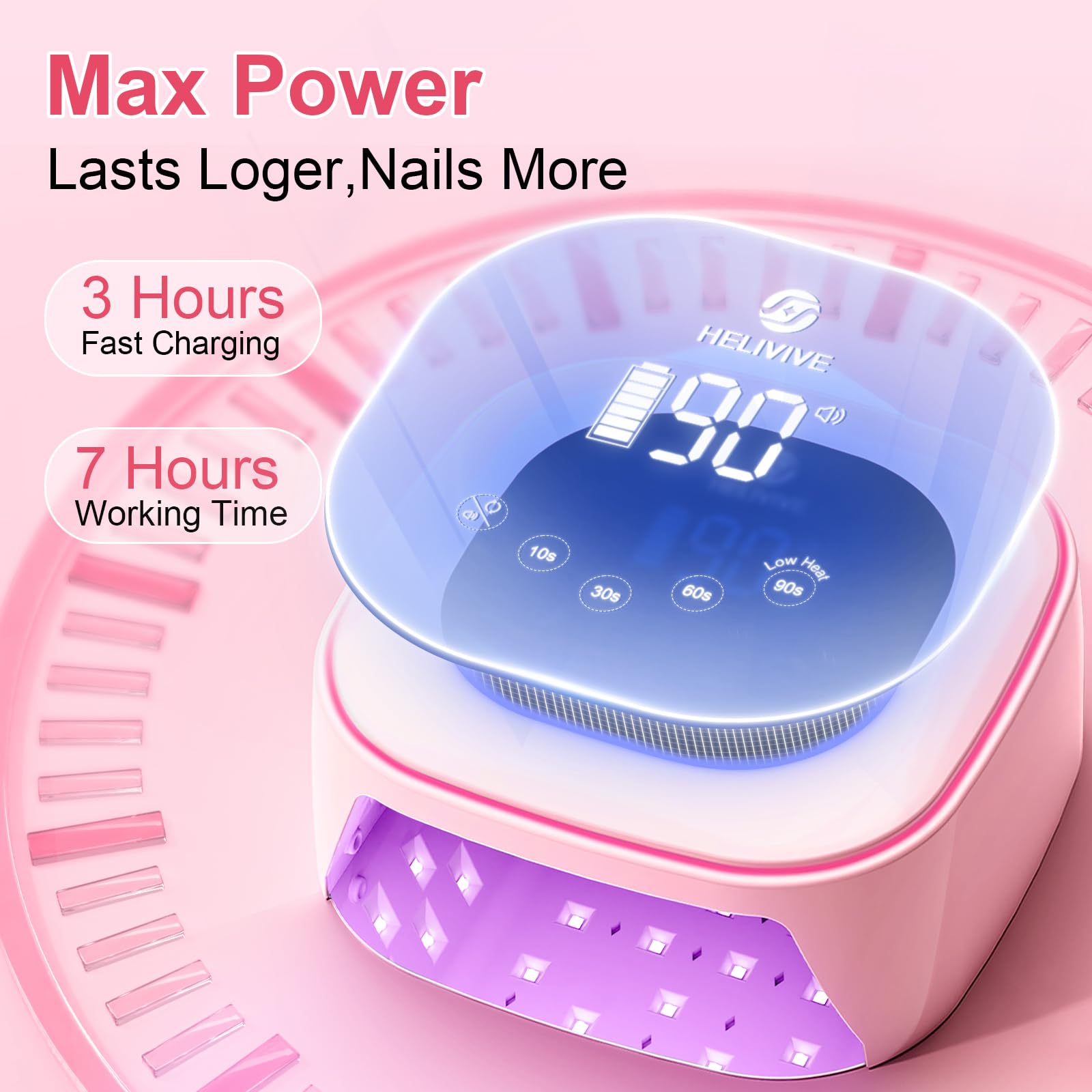 Cordless 80W UV LED Nail Lamp, Rechargeable Gel Nail Dryer