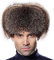 Vista 1 de URSFUR Sombrero de invierno para hombre, gorra de trampero ruso Ushanka de zorro real