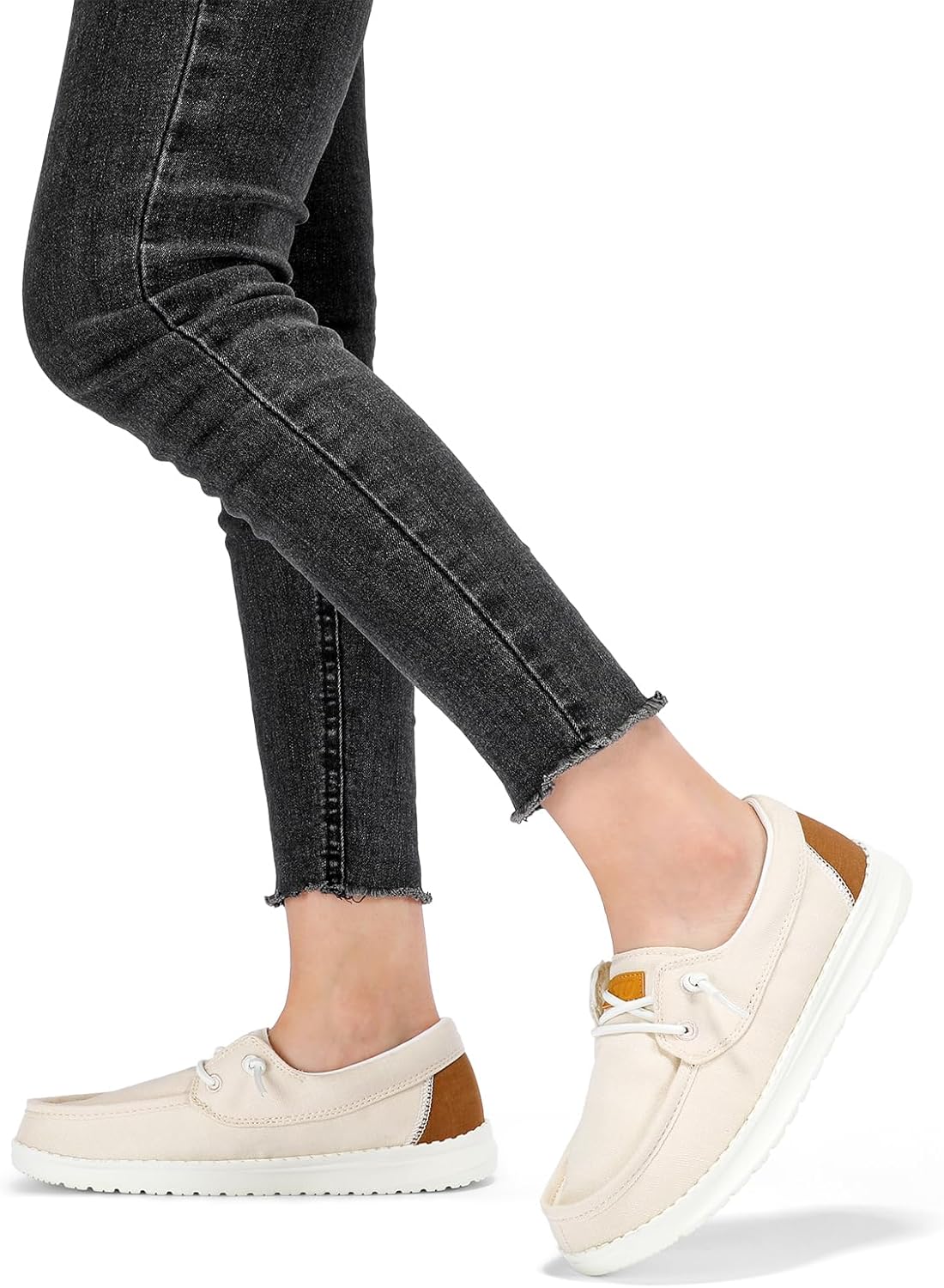 STQ Women's Boat Shoes with Orthopedic Insole Slip On Business Casual Shoe for Plantar Fasciitis Lightweight Canvas Loafer - Image 2