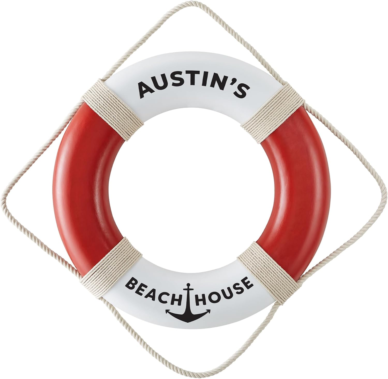 Let's Make Memories Personalized Life Preserver Ring - Decorative Custom Unique Pool, Boat, Beach House Decor - Weather-Durable Fabric - Personalize with Message - 21" Dia. - Beach House