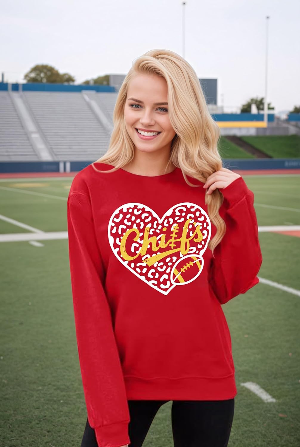Football Sweatshirts for Women in My Game Day Era Football Team Fans Shirt Heart Graphic Long Sleeve Tops - Image 2