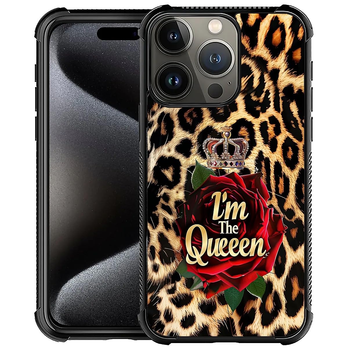 FKBRCL4U for iPhone 16 Pro Max Case, Leopard I Am The Queen Mother Day Pattern Graphic Design Girl Boy Soft Silicone Hard Acrylic Shock Protection for iPhone 16 Pro Max