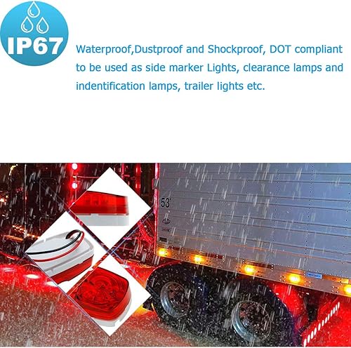 Miniatura 2 de NPAUTO 14 luces LED de marcador de remolque, 4 x 2 pulgadas, doble diana 7 ámbares y 7 rojas, 10 luces LED de marcador lateral, montaje en