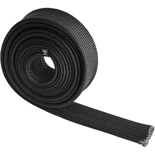 Heat Wrap Shield Sleeve For Wire Hose Auto Fiberglass 5FT-13MM(1/2") Black Exhaust Heat Shield For Car Wire Loom Heat Shield Brake Line Cable Heat Shield
