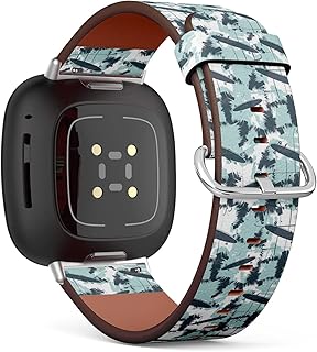 CJBROES Replacement Leather Watch Band, Compatible with Fitbit Versa 3 and Fitbit Sense of Wristband Bracelet Accessory - Grunge Skateboards