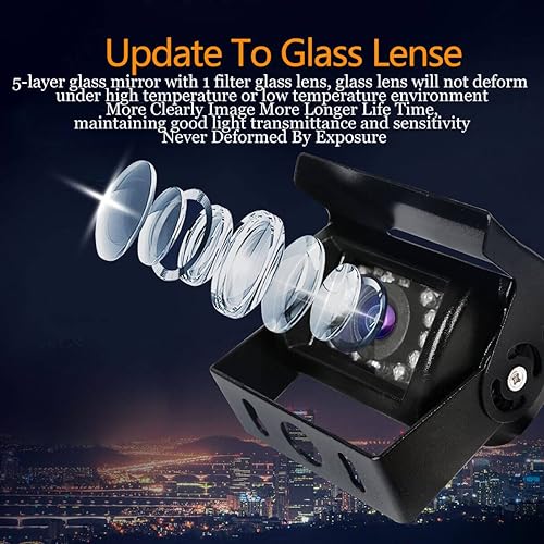 Miniatura 4 de Cámara de respaldo inversa de visión trasera para automóvil con 18 infrarrojos LED, cámara de respaldo impermeable IP68 para autobús, camión,