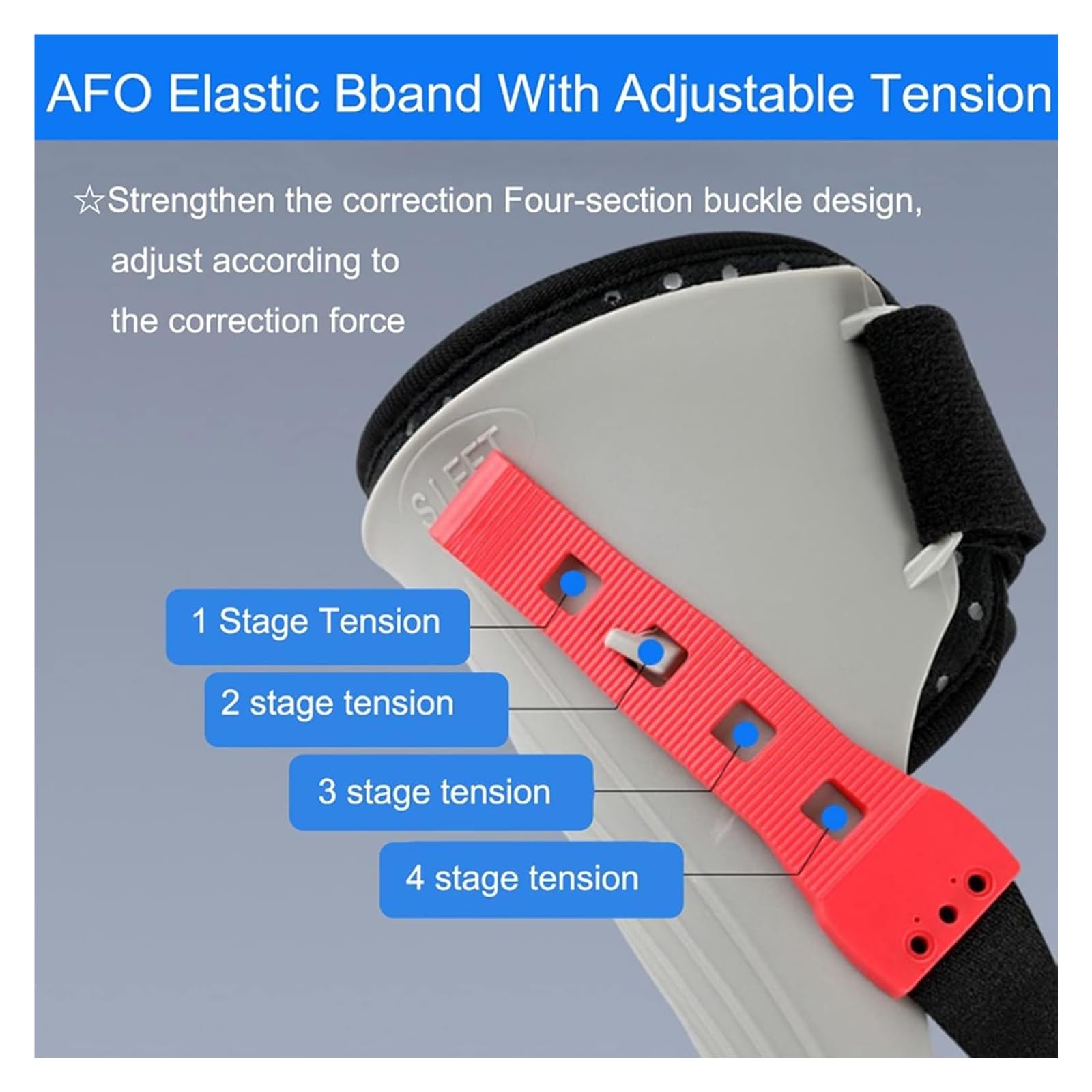 Soporte de pie ajustable para soporte para caminar, ortesis de tobillo AFO ligera para corrección de varo y alivio de la fascitis plantar, asistencia estable para la marcha