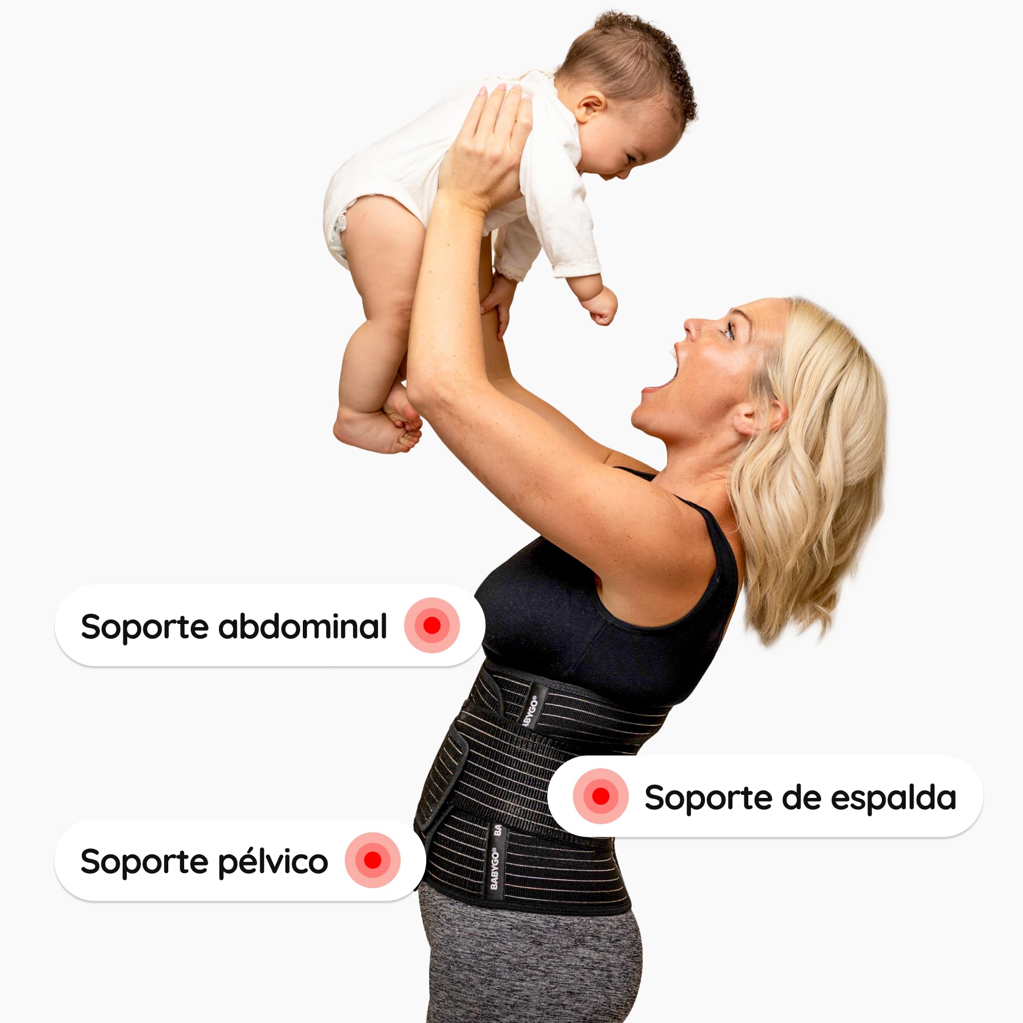 BABYGO® Banda posparto para el vientre para recuperación abdominal y de sección C, faja para mujer (talla única, soporte +)