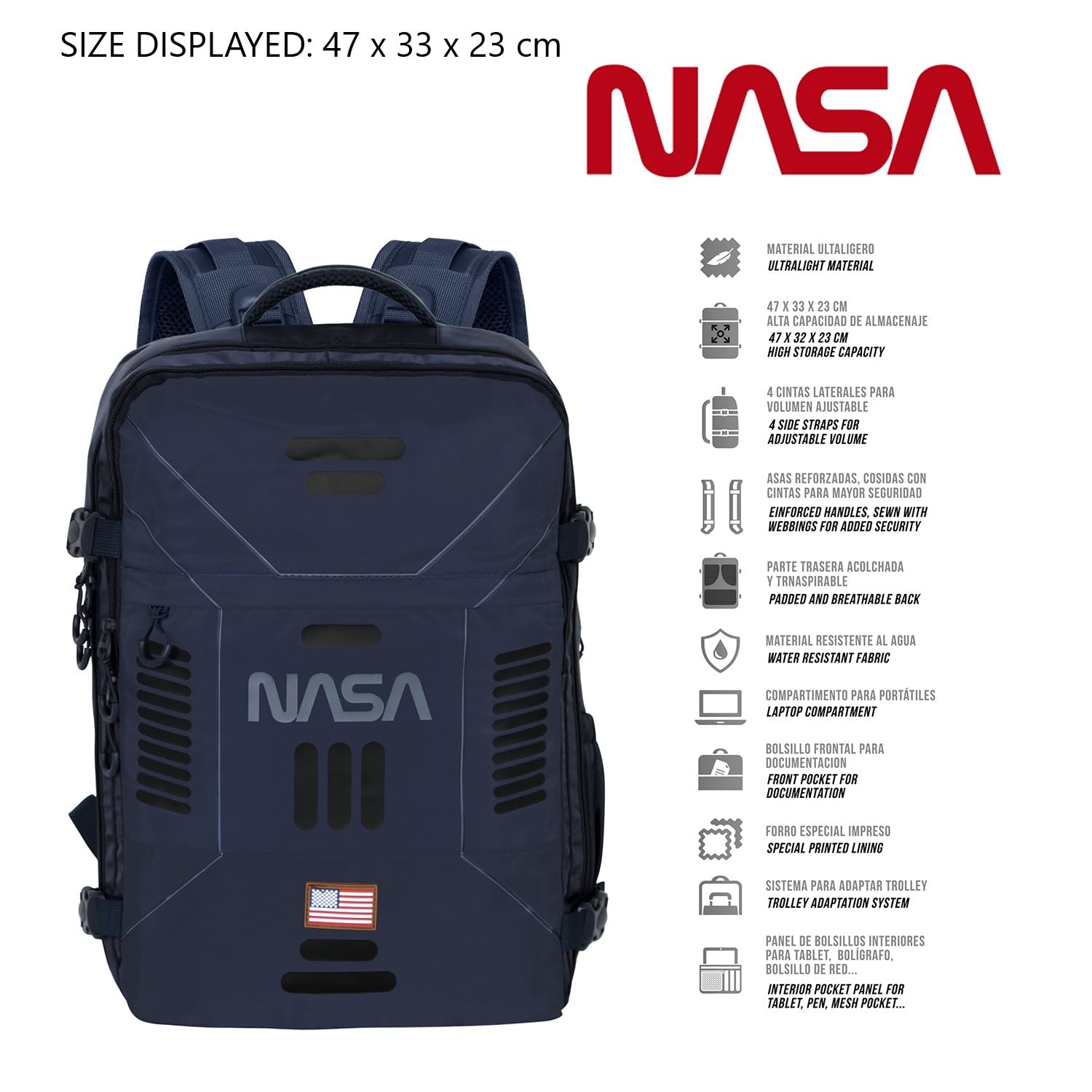 Karactermania Plecak unisex Mercury Nasa Cabin Bag (1 szt.), Niebieski NASA, Underseat 40x20x25cm, Plecak Mercury