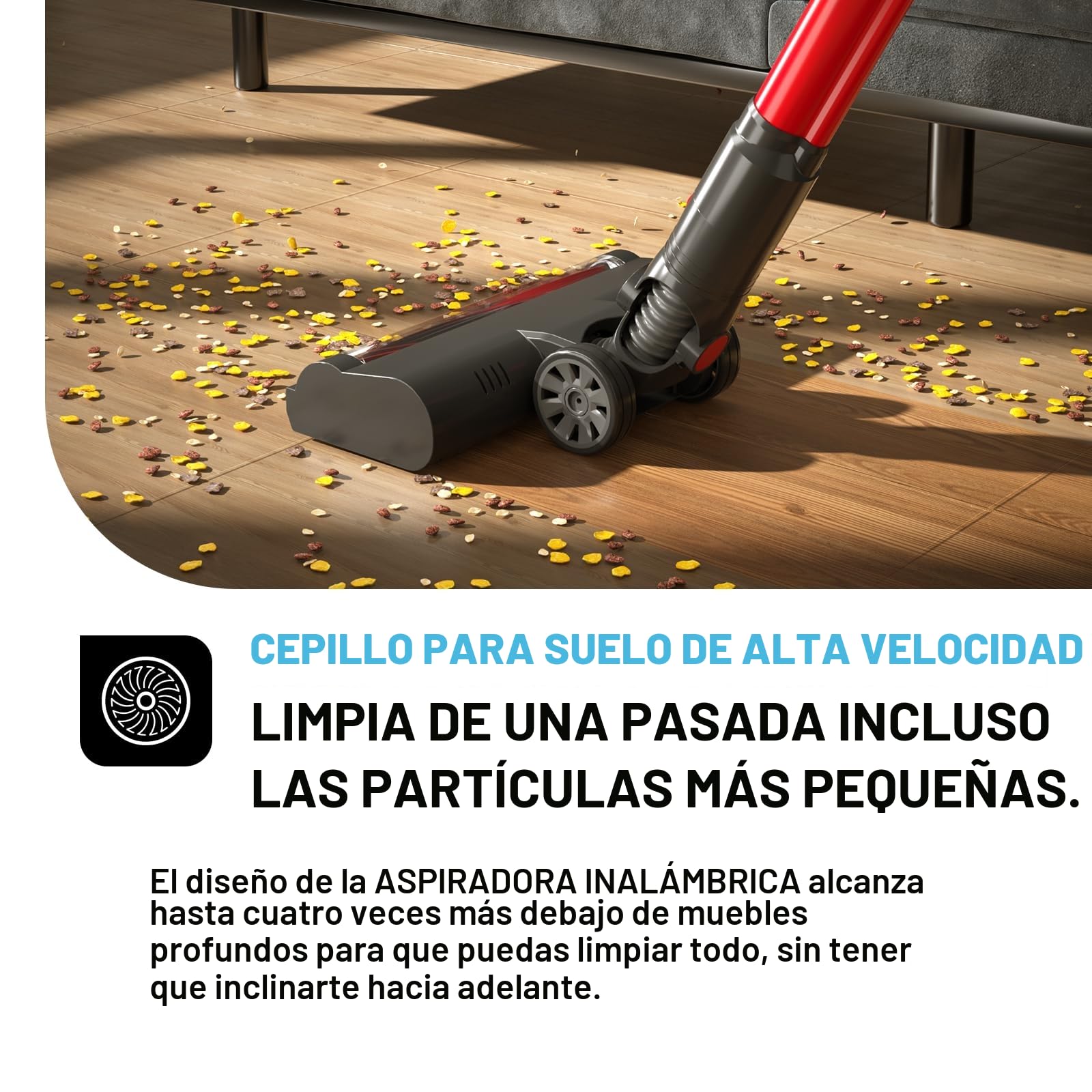 Stanew Aspiradora sin Cable, 22.2V 150W Aspirador de Mano, 4 en 1 Inalámbrica con Autonomía 40 Mins y Filtro HEPA, Aspirador Escoba para Hogar Suelos, Alfombras, Pelo de Mascotas