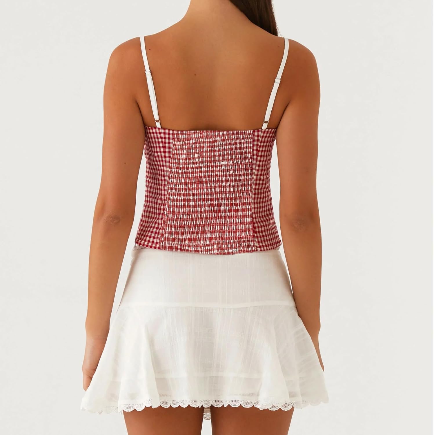 Womens Sexy Lace Trim Camisole Tank Tops Y2k Slim Fit Corset Going Out Streetwear Ruffle Spaghetti Strap Club Tops - Image 5