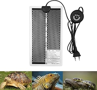PeSandy Terrarium Heizmatte, Reptil Heizmatten mit 7 Knöpfen zur Temperatureinstellung für Reptilien Schildkröte Schlange Eidechse Gecko Frosch Einsiedlerkrebs, 28x15CM Reptilien Heizkissen
