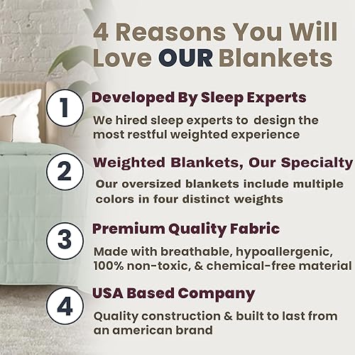 Miniatura 5 de HomeSmart Products Manta con peso verde, tamaño King, 30 libras, 88 x 104 pulgadas, tela ultrasuave de 400 hilos, perfecta para parejas y camas
