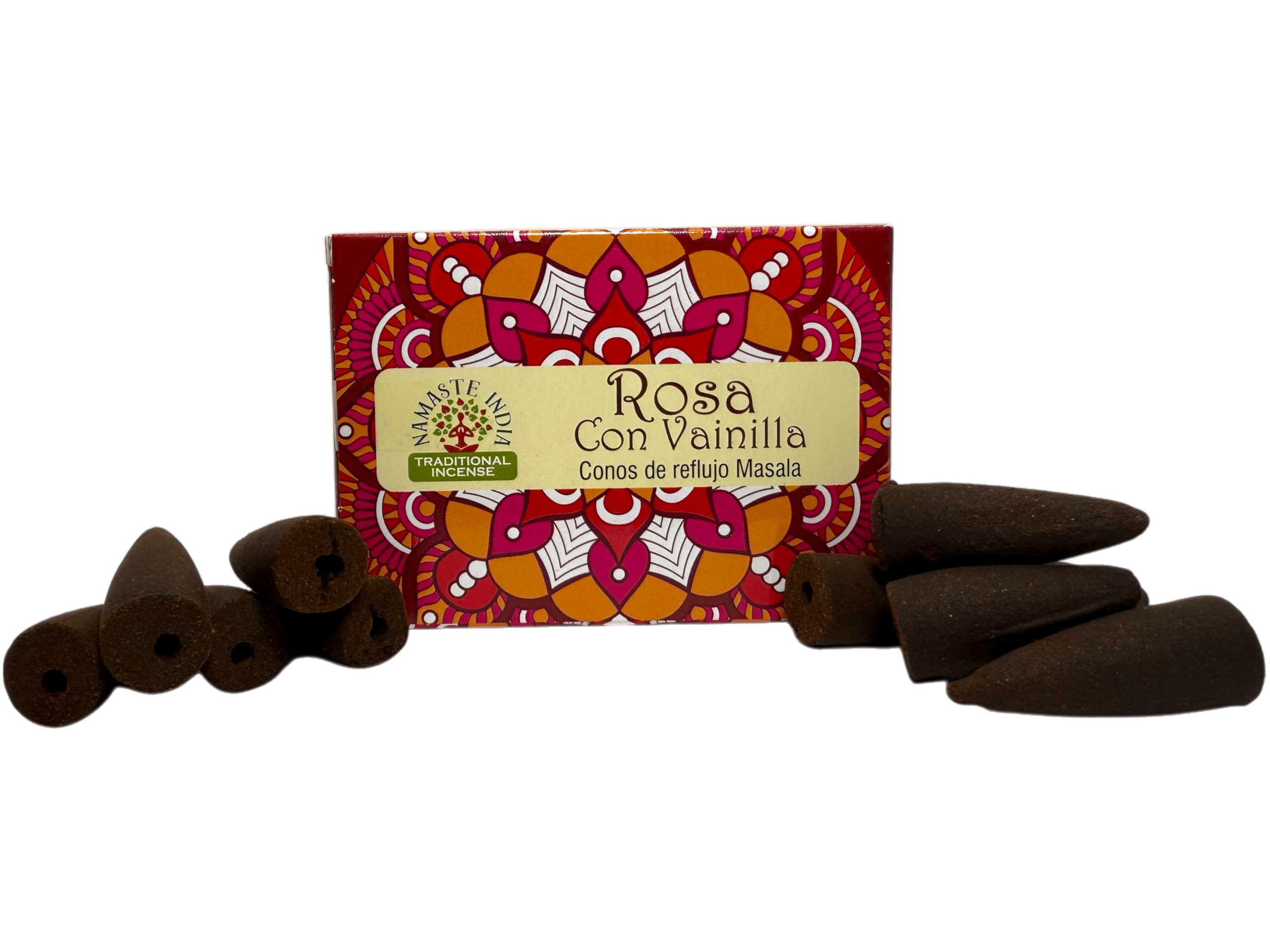 Hostenatura Pink Backflow Cones With Vanilla Namaste India - 10 Incense Cones Blackflow