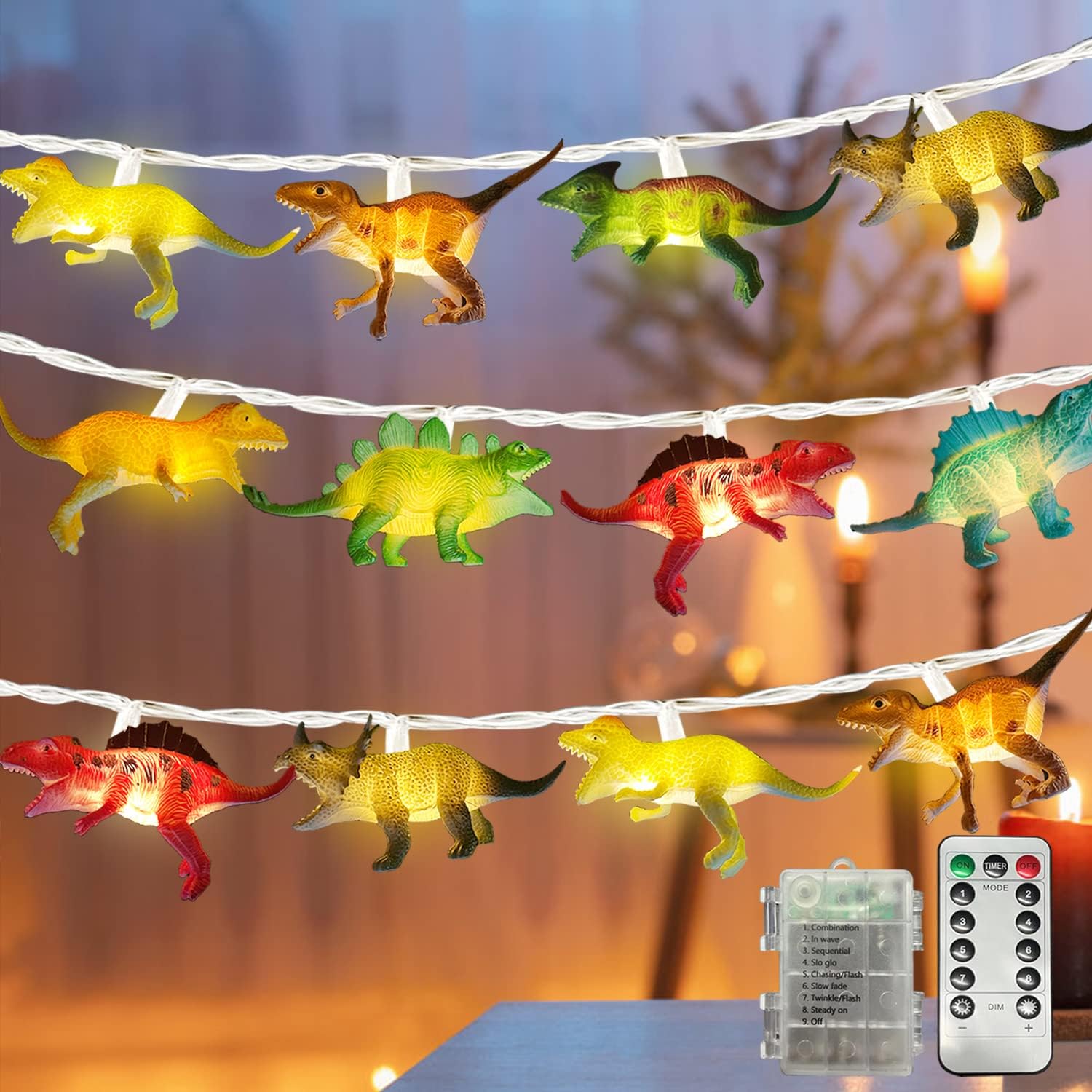 Fairy Light Dinosaurs String Lights, 3M 20LED Dino Light Indoor Night