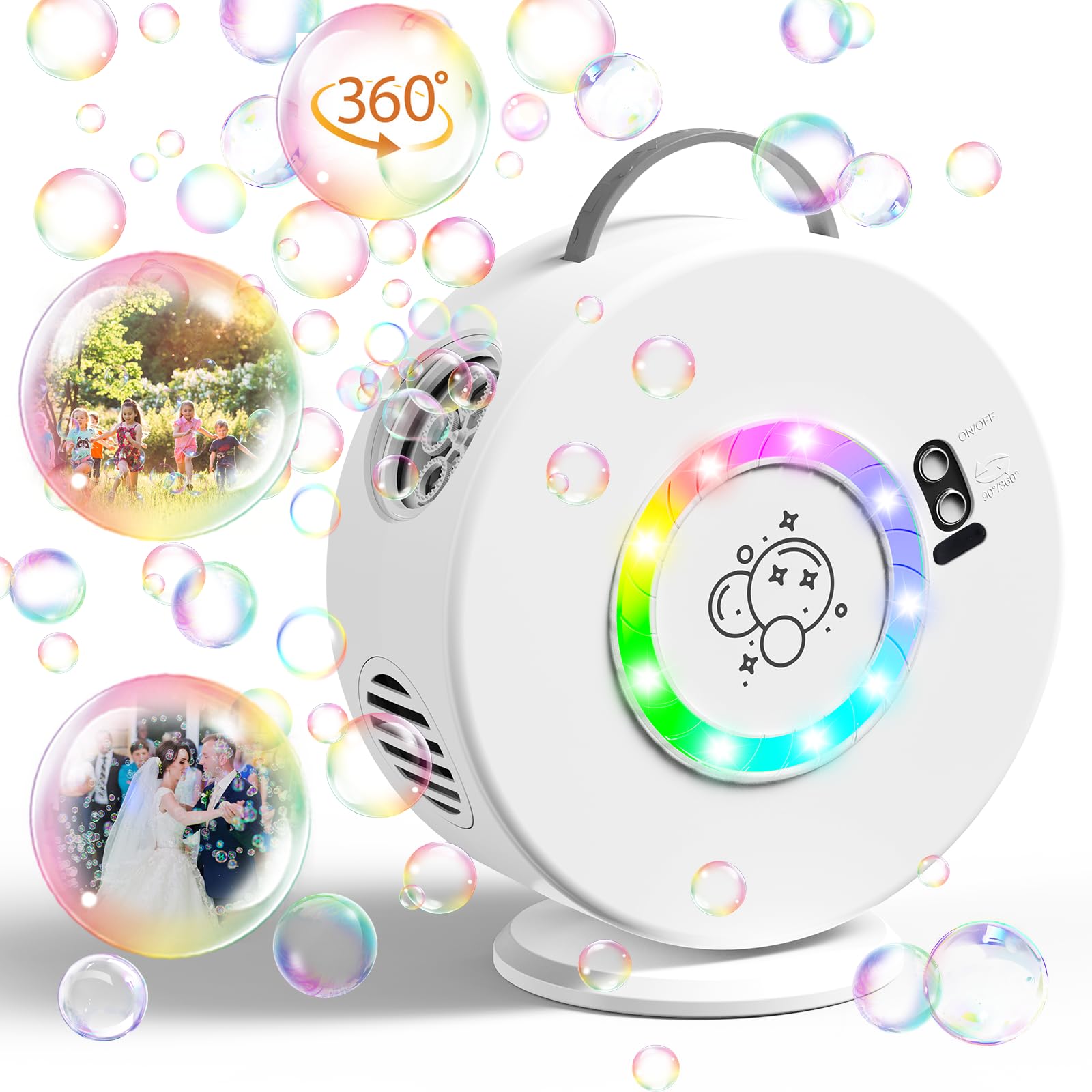 Machine à Bulles, Soufflante à Bulles LED Automatique Portable avec 2