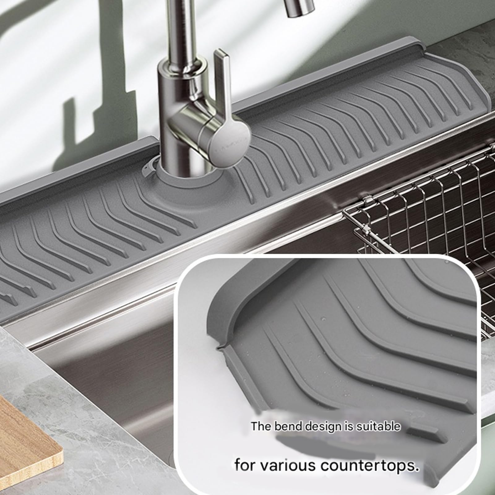 Almohadilla de lavabo resistente a salpicaduras construida con excelente silicona para una fácil limpieza y uso multiusos en la cocina, accesorio antisalpicaduras para fregadero